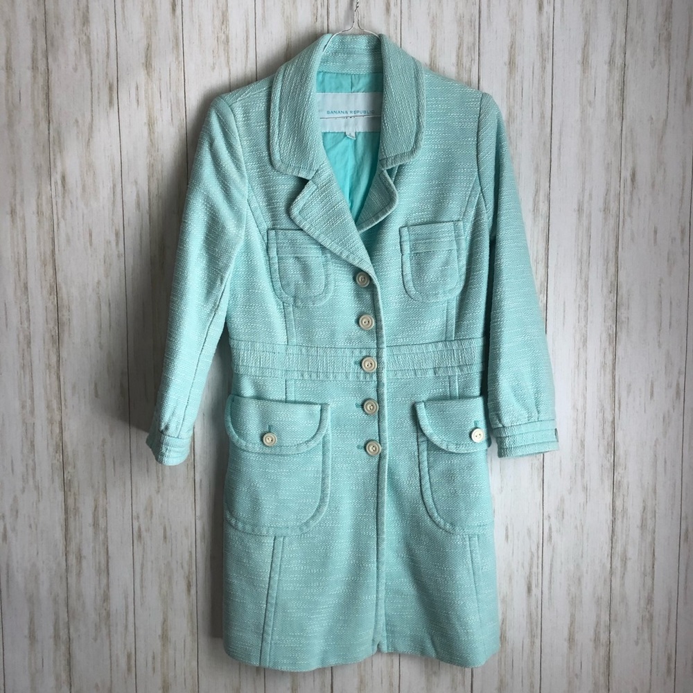banana republic • Light Baby Blue Tweed Pea Coat